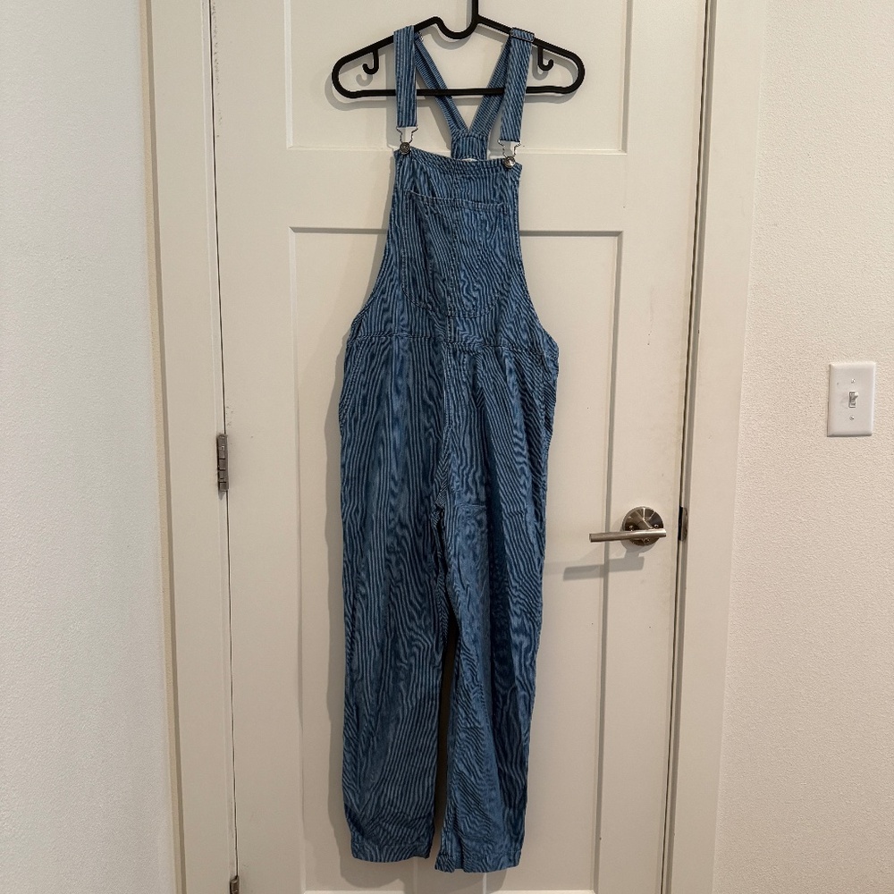 Aerie Train Stripe Overalls Women's Small